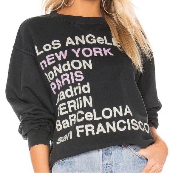 Anine Bing Tops - Anine Bing Anine Bing - City Love Sweatshirt in Charcoal, Streetwear, Grunge, S
